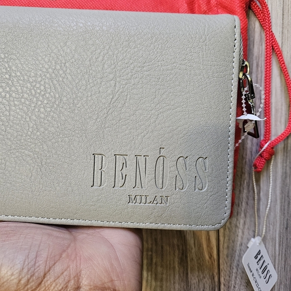 Benoss Milan Zip Around Wallet Gray Vegan Clutch - Picture 4 of 9